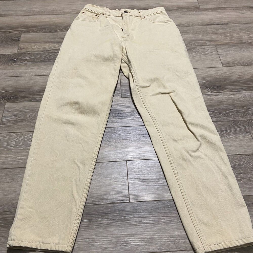 Levi's 550 Made In USA‎ Pastel Light Yellow 90s Jeans Actual 29x30
